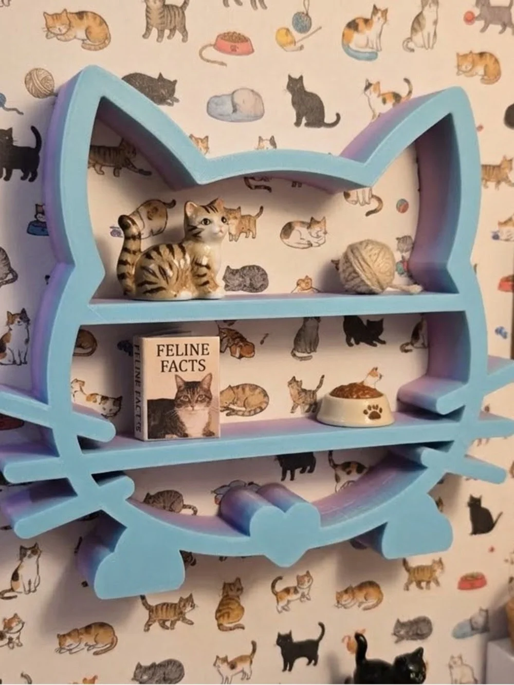 Pastel colored Cat-Shaped miniature wall or table top display shelf! New!